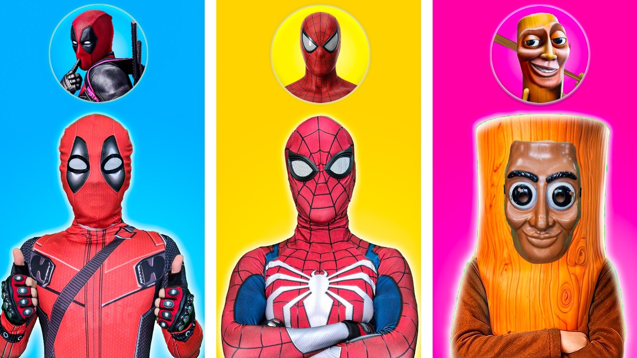 レッドスパイダーマンとデッドプールが一緒におばけ屋敷を探検!
