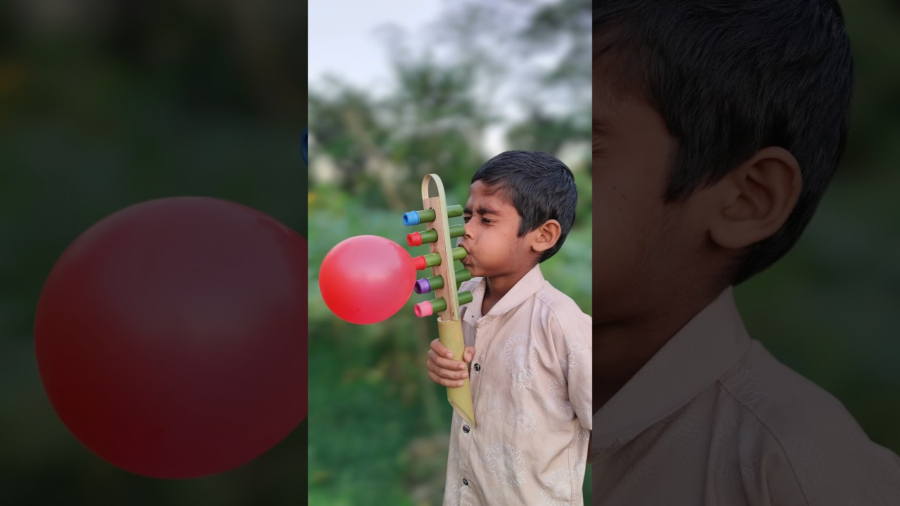 Colourful balloon & bamboo toy 