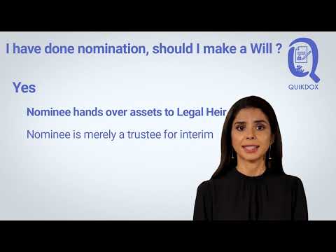 Nomination and Will : I have done Nomination, should I still make a Will?  FAQ on online Will - video from Quikdox