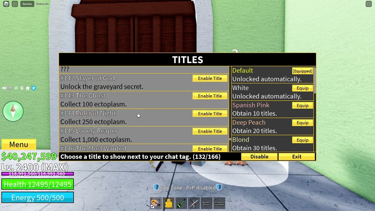 How to equip titles in Blox Fruit 