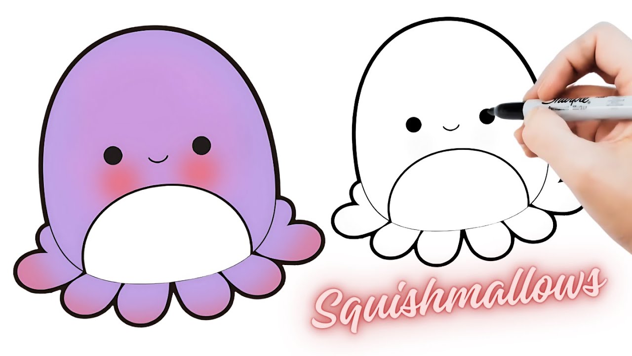 💗HVORDAN TEGNER DU SØTE SQUISHMALLOWS Blekksprut - SØT OG ENKEL TEGNING STEG FOR STEG