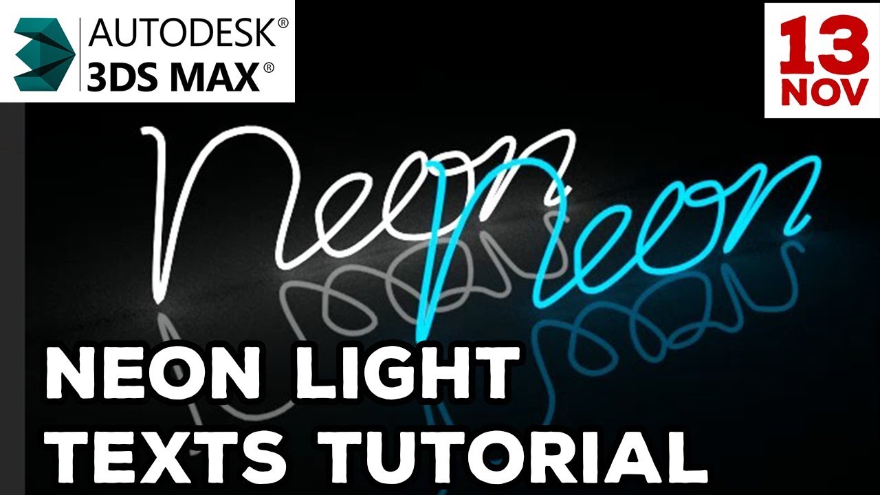 How to create a neon light text with 3ds Max and Vray - YouTube