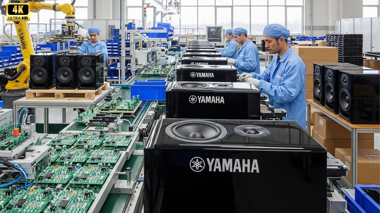 Inside the YAMAHA factory: the production process of the Yamaha HS8 monitor speakers.
