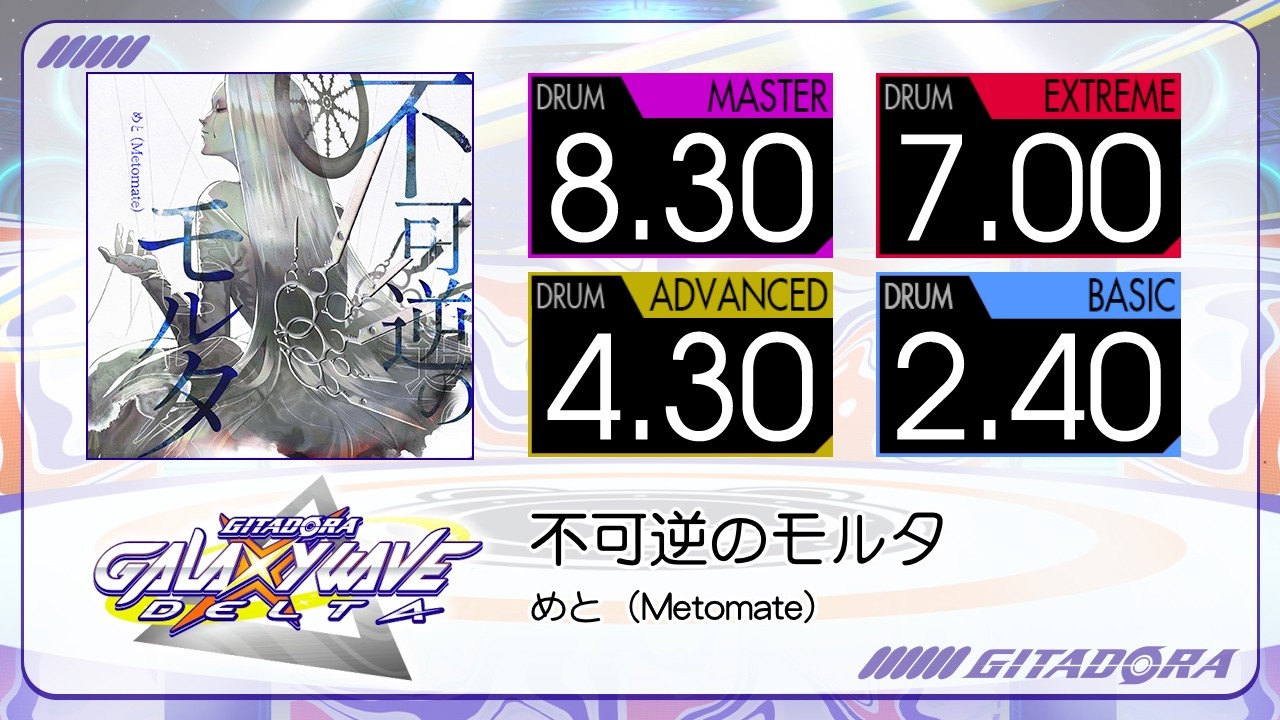 【GITADORA】 不可逆のモルタ (MASTER ~ BASIC) Drum