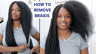 HOW TO REMOVE KNOTLESS BRAIDS AFTER 2 MONTHS | No Natural Hair Breakage