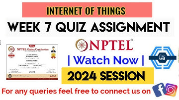 Introduction To Internet Of Things | Week 7 Answers 2024 | NPTEL | SWAYAM