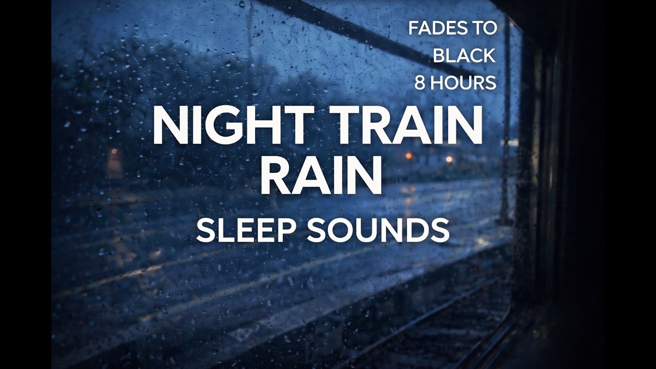 Night Train in the Rain – Sleep Sounds (Black Screen, 8 Hours)
