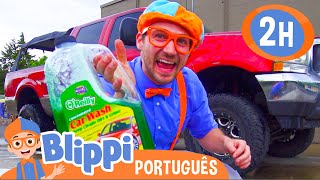 🚘 Blippi Aprende a Lavar Carros 🚘 | 2 HORAS DO BLIPPI | Moonbug Kids em Português: Vídeos Educativos