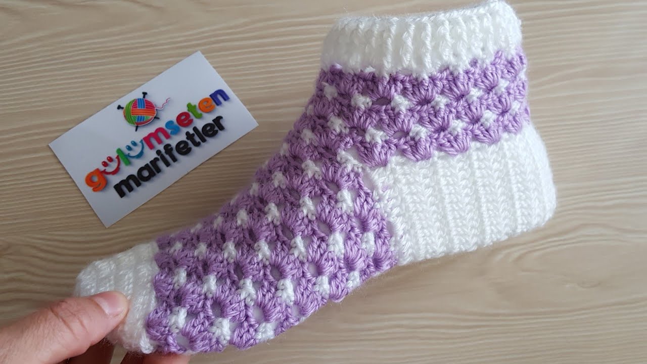 Как укладывать рисунок в тапочки для вязания крючком для новобрачных