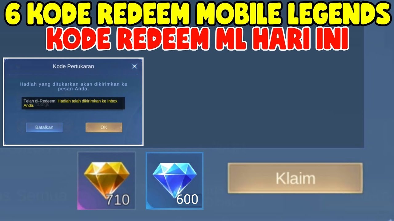 6 KODE REDEEM DIAMOND MOBILE LEGENDS GRATIS - KODE REDEEM ML TERBARU ...