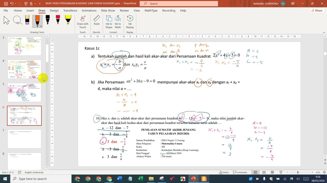 PERSAMAAN KUADRAT PART4