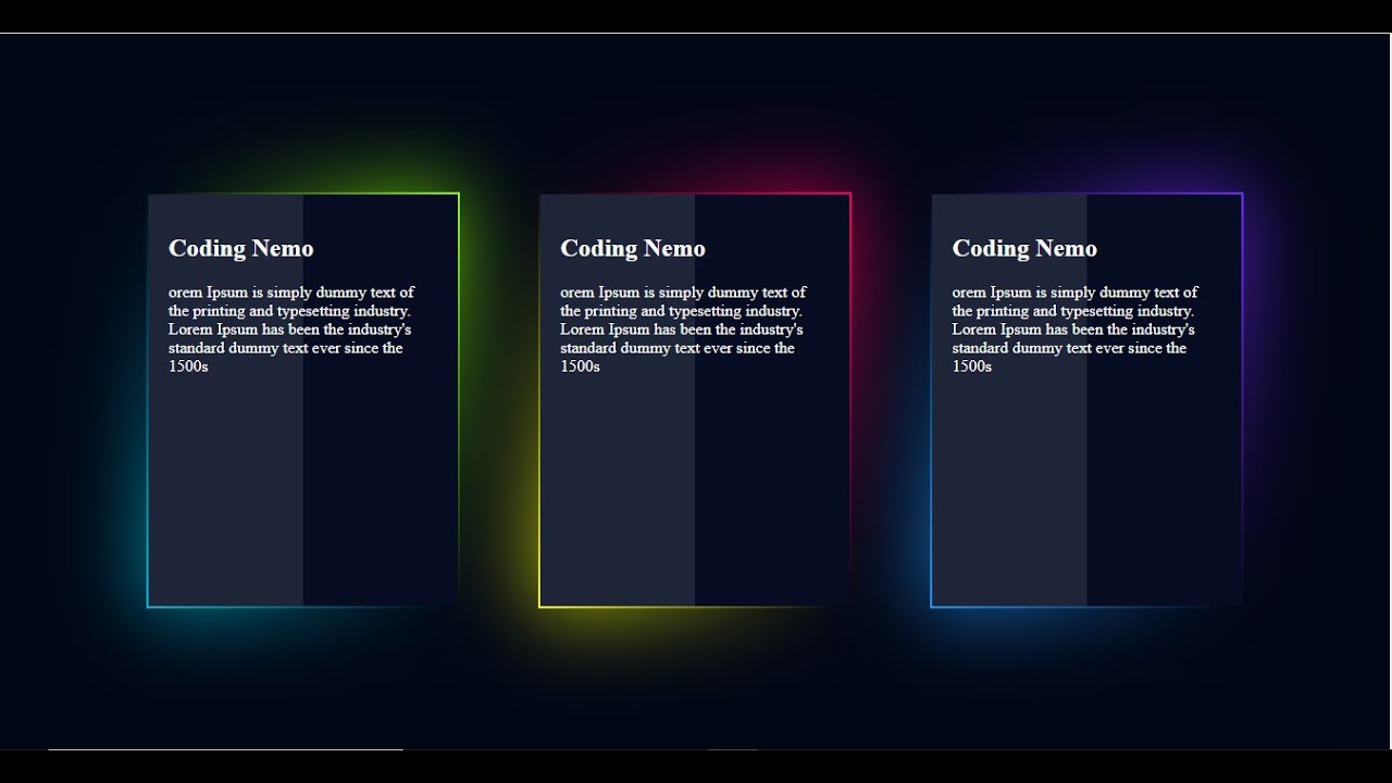 How to make Glowing Gradient Border Card UI Design | Html and Css - YouTube