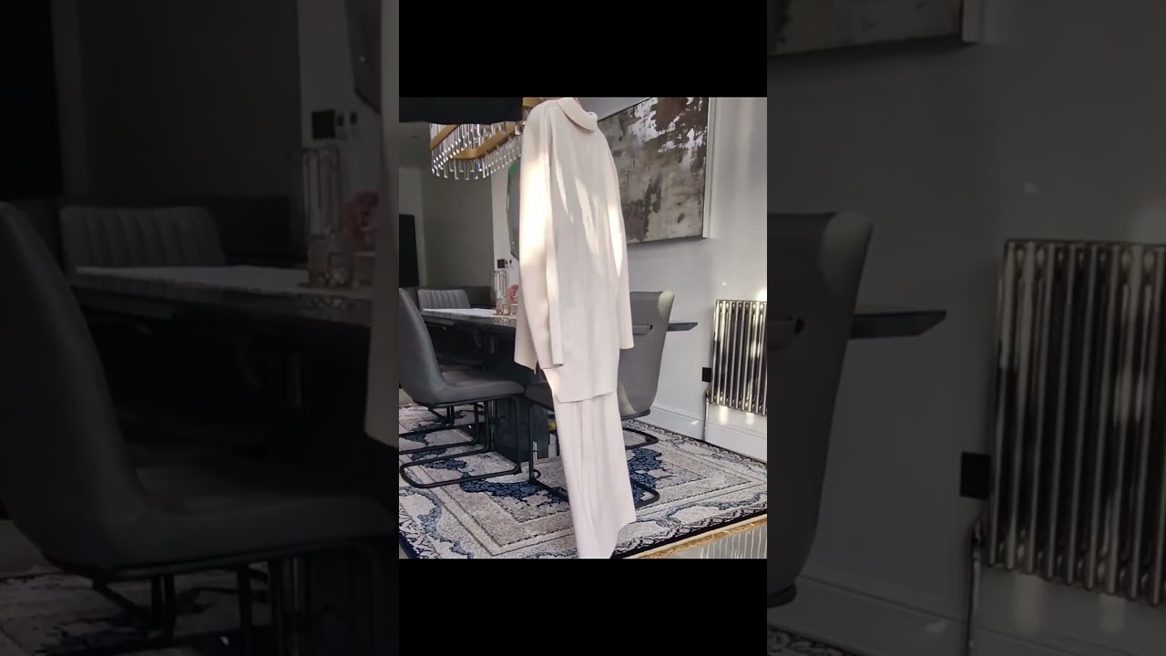 Elegant cashmere blend tops & skirts | beige cord sets 