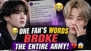 😭 THIS FAN'S WORDS ABOUT YOONGI & JIMIN MADE MILLIONS OF ARMY CRY! 💜😱