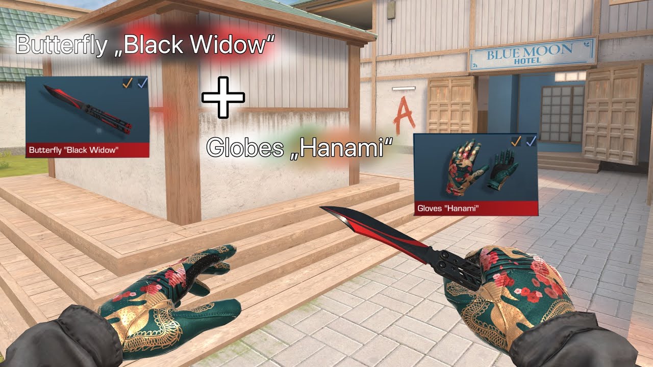 Butterfly „Black Widow“ + Glowes „Hanami“ showcase set 