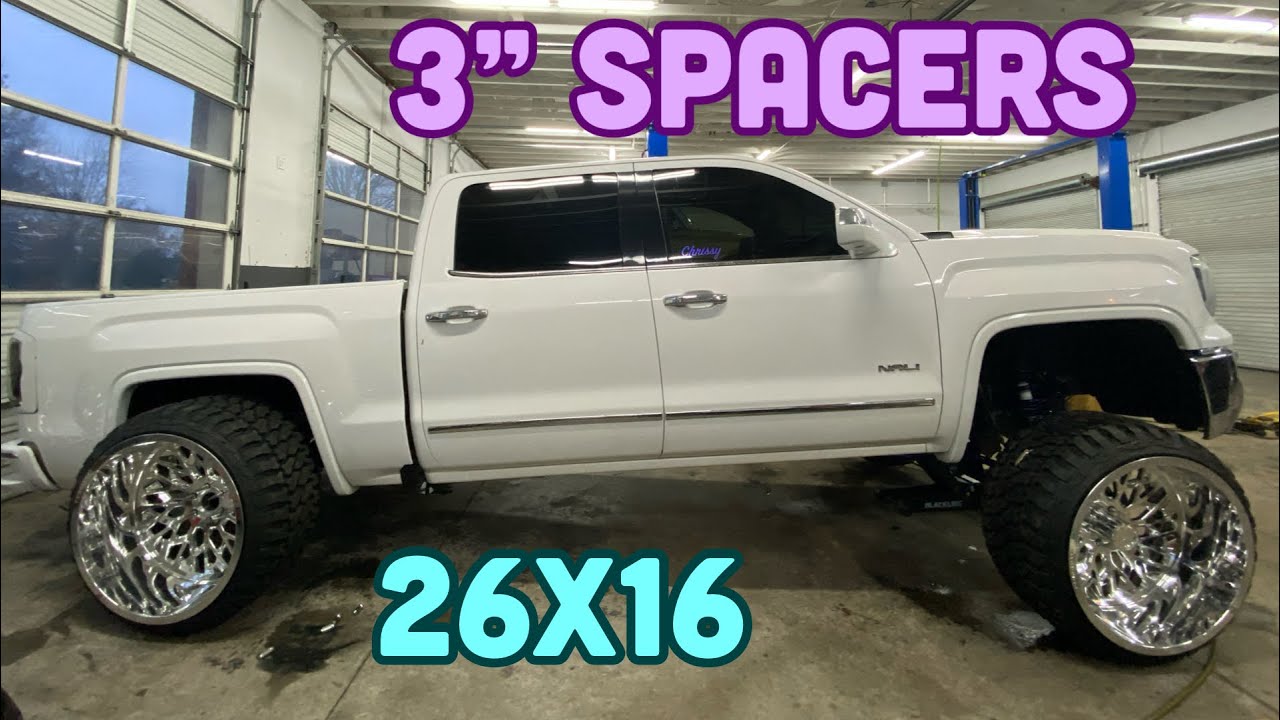 CRAZY Squatted GMC on 26x16 FORGIATOS and 3" SPACERS | Mounting 26x16s