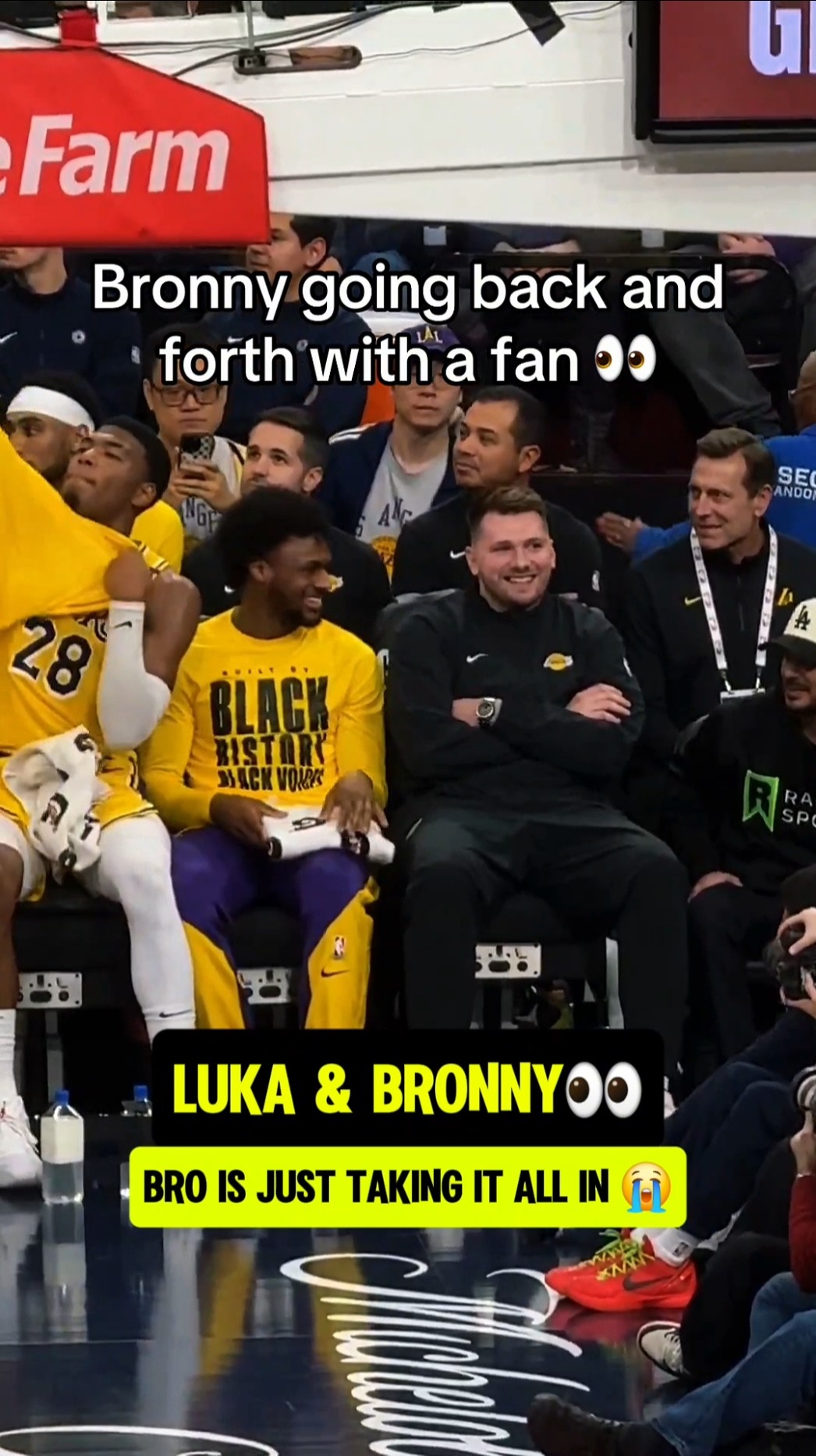 Luka \u0026 Bronny laughing with a fan?