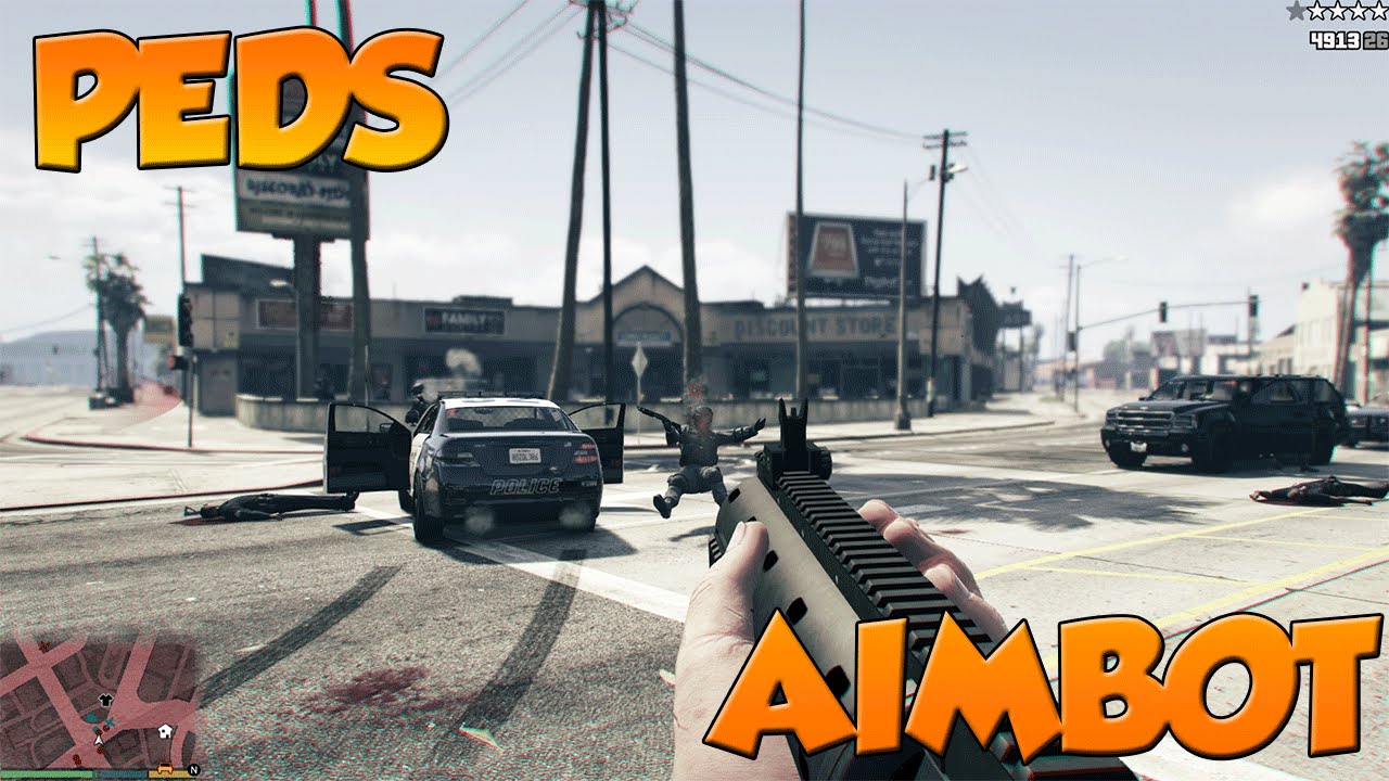 GTA 5 PC MODS PED AIMBOT YouTube