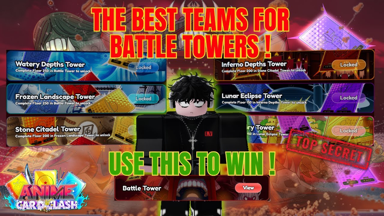 How to 100% BEAT BATTLE TOWERS FAST! 💪 Best & Cheapest Teams | Anime Card Clash (Roblox)