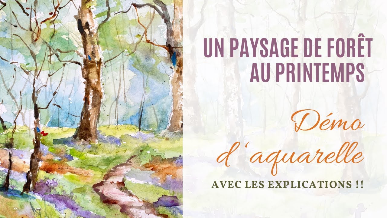 🌳🌳PEINDRE LA FORÊT 🌳🌳 suivez cette démo pour peindre ce paysage en aquarelle. Dessiner les arbres🌳🌳🌳