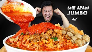 ASMR MUKBANG MIE AYAM BAKSO PORSI JUMBO SIRAM SATU MANGKOK SAMBAL TERPEDAS
