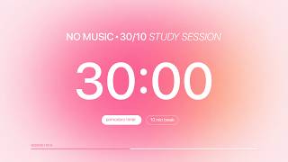 3 Hour Pomodoro Timer (30/10) | No Music 🔕 | Deep Focus Pink Aesthetic | Timecraft