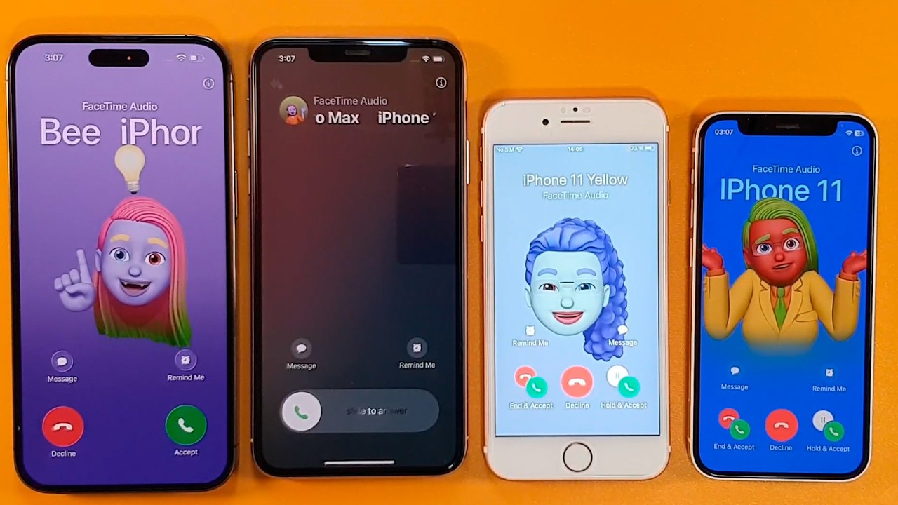 IPHONE 14PM IPHONE 11PM IPHONE 6S IPHONE 12MINI INCOMING CALL FACETIME OUTGOING CALL