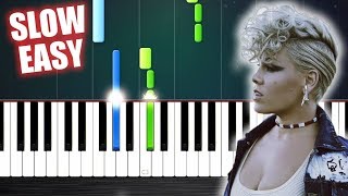 P!nk - What About Us - SLOW EASY Piano Tutorial by PlutaX chords