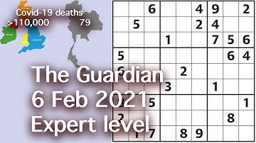Sudoku – The Guardian 6 Feb 2021 Expert level
