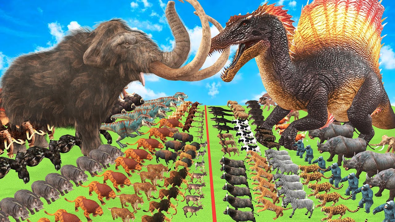 Real Animals vs ARK Prehistoric Mammals Animals Vs ARBS Wolly Mammoth Animal Revolt Battle Simulator