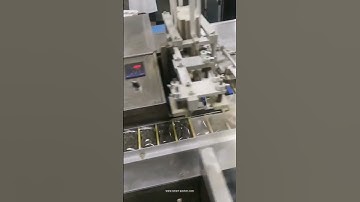 Automatic tea bag filling sealing cartoning 3D film over wrapping packing line video