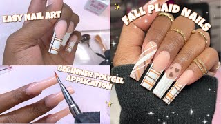 Simple Plaid Sweater Polygel Nails Beginner Friendly Full Polygel Application Fall Nail Art