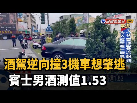 酒駕逆向撞3機車想肇逃 賓士男酒測值1.53－民視台語新聞