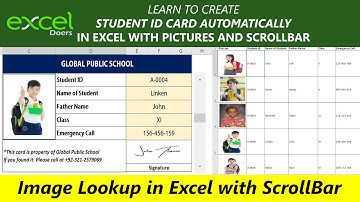 How to create Student ID Card with Pictures vlookup automatically in Microsoft Excel with Scroll Bar