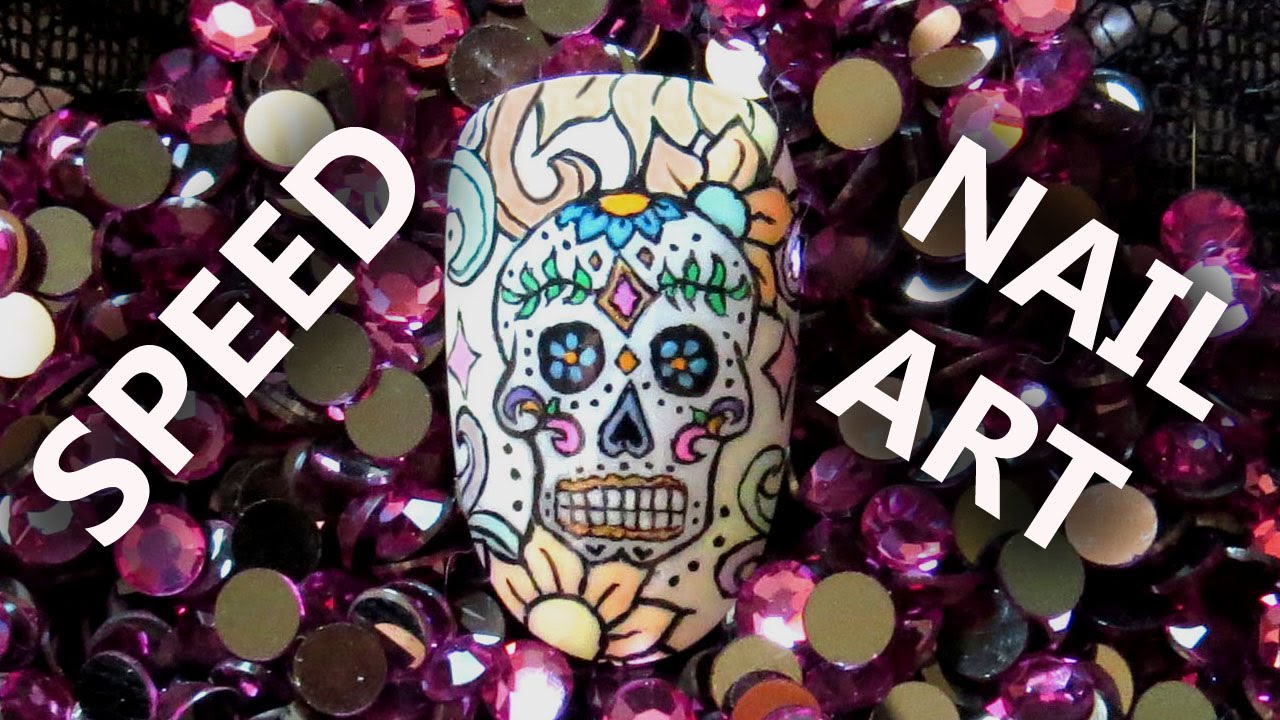 Sugar Skull Speed Painting Nail Art