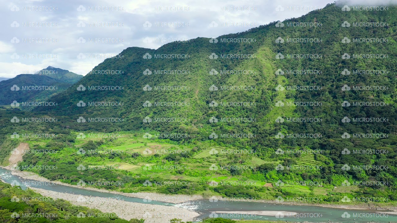 Mountain landscape on the island of Luzon. Mountains covered by rainforest, aerial view.
