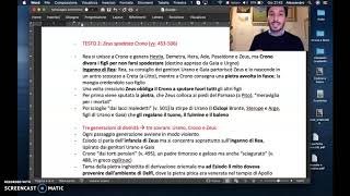 Prima videolezione su Esiodo: Teogonia , vv. 453-506, Zeus spodesta Crono