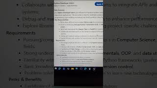 Python Developer intern | Python internship | work from home internship
