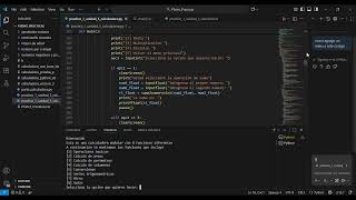 Explicación del código de Python y c de una calculadora con funciones básicas y avanzadas