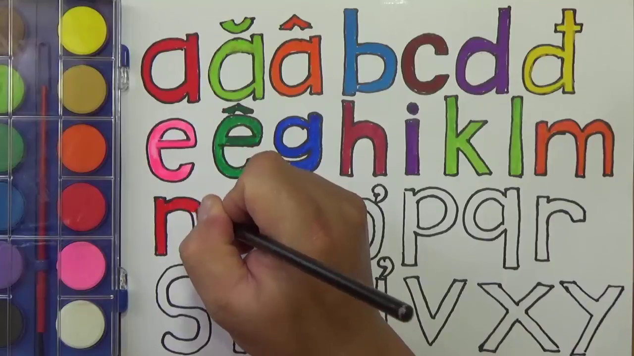 Dạy bé đọc và tô màu bảng chữ cái tiếng việt  Read and color the  Vietnamese alphabet  EDU Mầm Non  YouTube