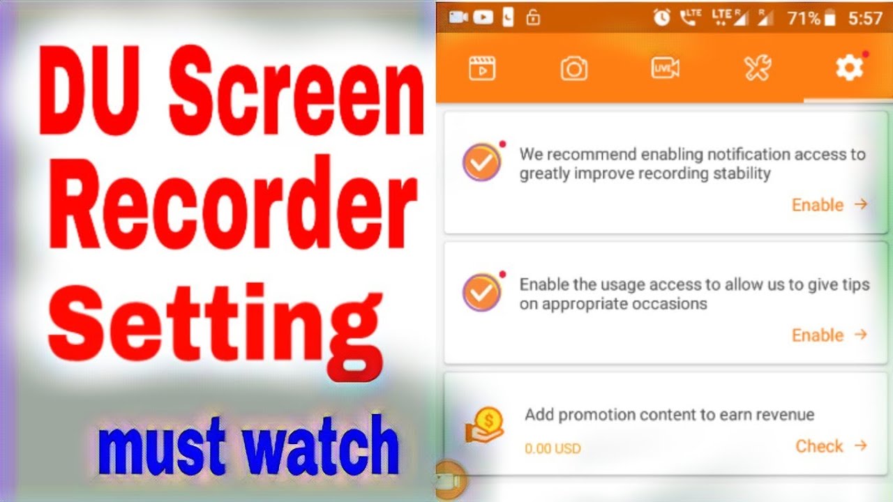 Settings # DU Screen Recorder_ DU screen recorder setting - YouTube