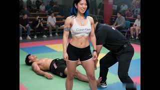 Girl Victory Pose After Putting Men To Sleep - Grappling Match 3
