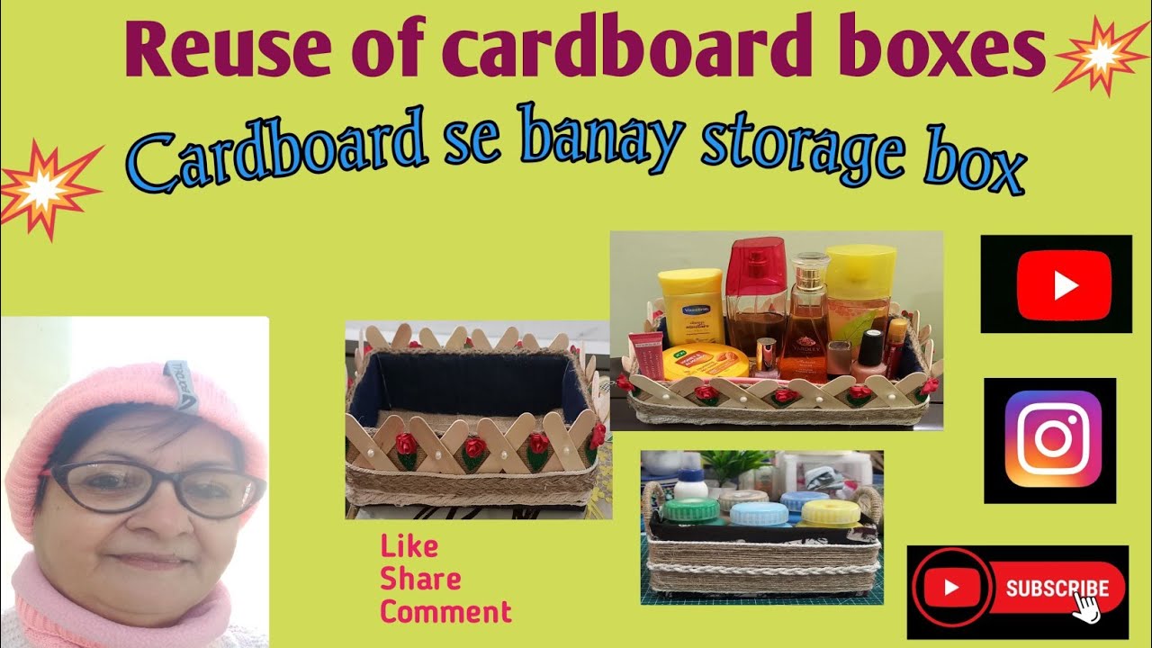 Reuse of cardboard boxes/Cardboard se banay storage box
