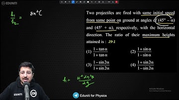 Two projectiles are fired with same initial speed from same point on ground at angles of ( 45 ∘ − α