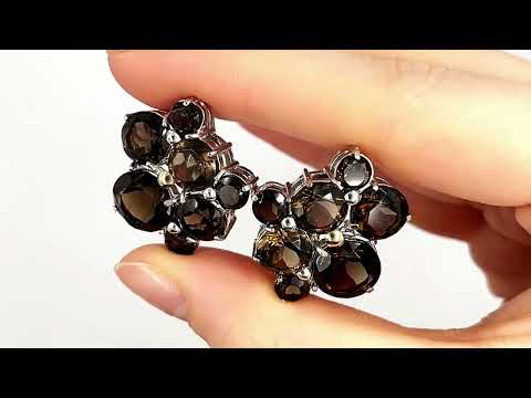 Срібні сережки з золотом БС1071 розмір 26х23 мм вставка раух вага 12.96 г, видео 1