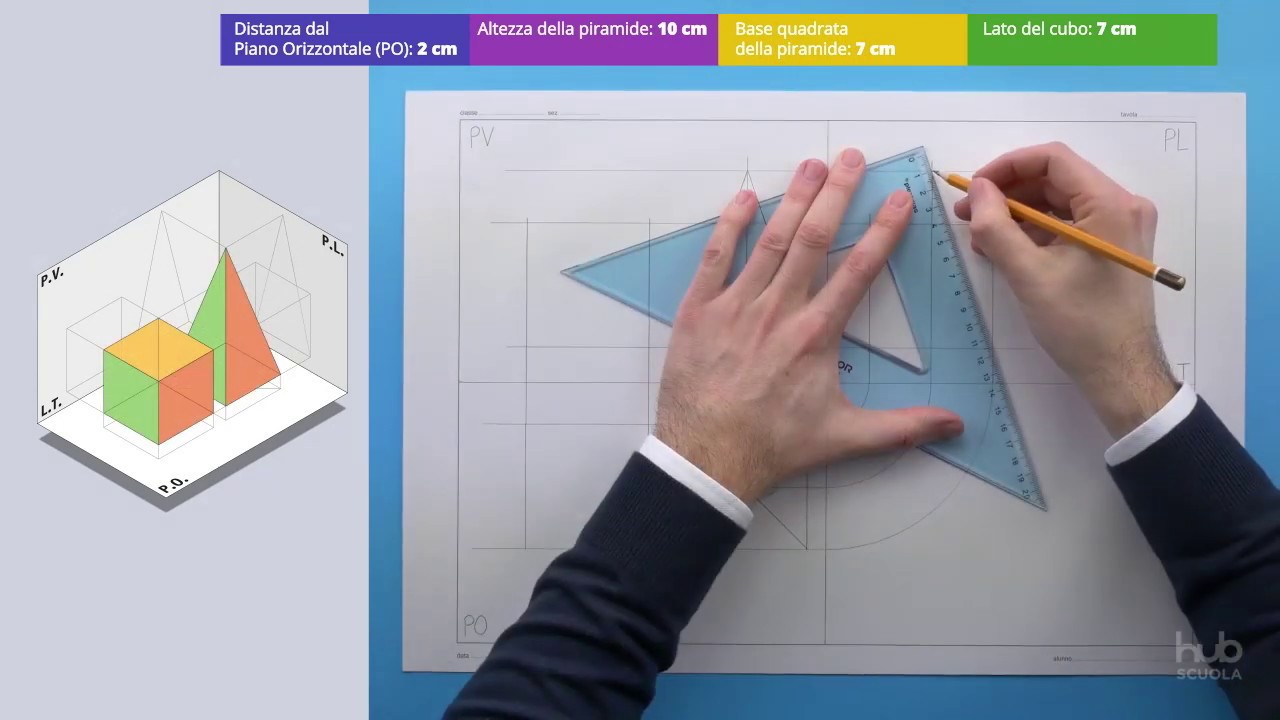 Proiezione ortogonale di un cubo e di una piramide affiancati YouTube