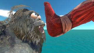 モンスターから逃げろ！進化ゲートにたどり着けるか？ | Animal Revolt Battle Simulator screenshot 1