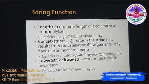 SVSSS XII IP  - MySQL - More Functions