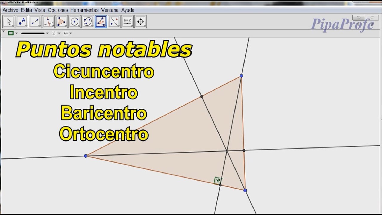 Puntos Notables de un Triángulo (Explicación usando GeoGebra)