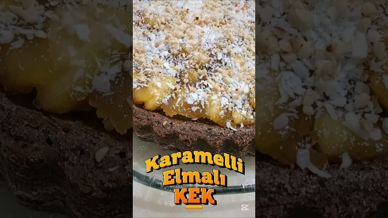 🍰Karamelli Elmalı Kek – Yumuşacık ve çok pratik kek tarifi #yemek #tarif #food #easy #yummy #shorts